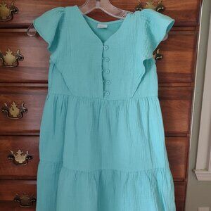 Hanna Andersson Turquoise 100% Cotton Crepe Dress